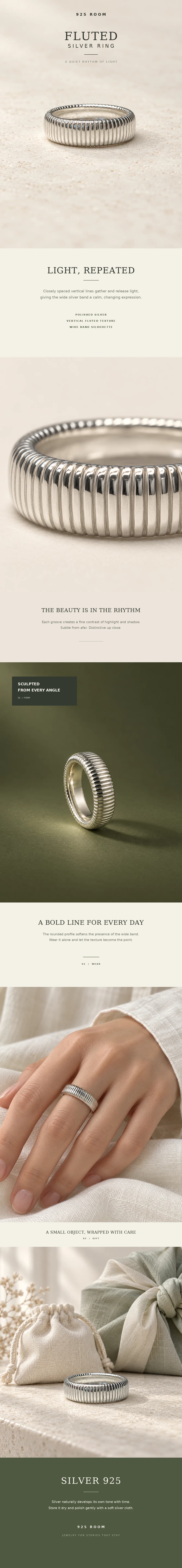 Fluted Silver Ring